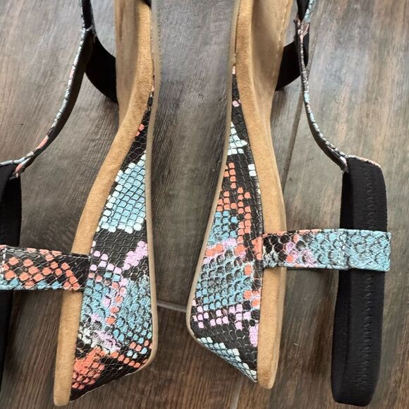 Alfani Vacanzaa Step N Flex Snakeskin Wedge Sandals Black Multi 10M NWOT - Picture 13 of 14